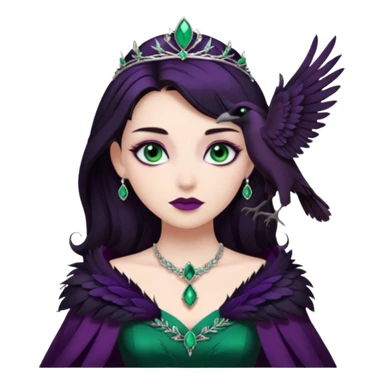 Raven Princess – feather brooch + plum gown,Shadow Princesses. sticker