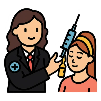 A female doctor who is doing PRP injections, add a patient sticker