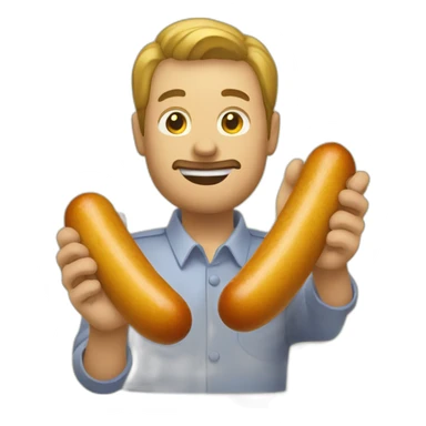 Holding a saussage in a yellow hand sticker