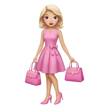 Pink dress and shoes and makeup and bag sticker