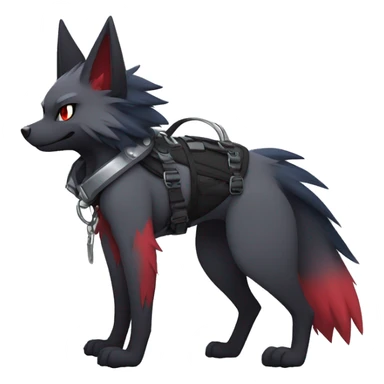 Cool Edgy Zorua-Zoroark-Mightyena with a collar and harness full body sticker