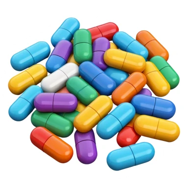 pills, 3d cartoon style, memoji style. sticker