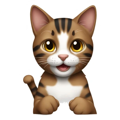 brown black tabby cat showing thumbs up sticker