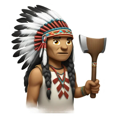 Native American chief with head dress and hatchet  sticker