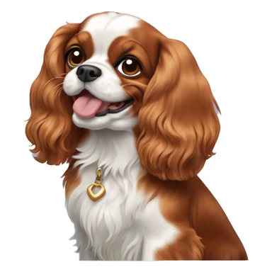 The Cavalier King Charles spaniel dog of the Blenheim color is smiling sticker