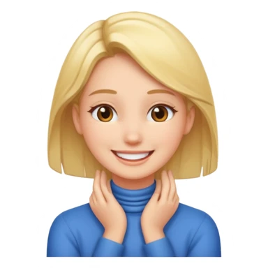 girl with hands on her neck, smiling sticker