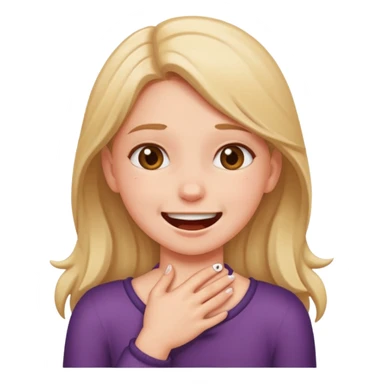 girl choking herself smiling  sticker