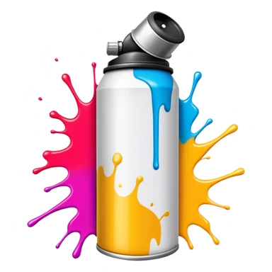 Graffiti icon, spray paint can, colorful spray paint splashes, urban wall, bold lines, vibrant colors, minimalistic style, clean lines, transparent background. sticker