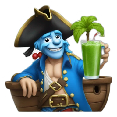 pirate Papa Smurf drinking mojito sticker