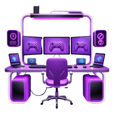 purple gaming setup sticker