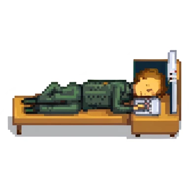 stick figure asleep at his laptop sticker