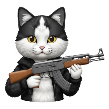 cat wearing ak47 sticker