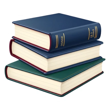 A flat-style illustration of three stacked hardcover textbooks, in muted academic colors like navy blue, maroon, and dark green. Symbolizing structured school education. Minimal cartoon style, white background, iOS emoji aesthetic. sticker