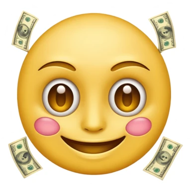 round Emoji with dollars in eyes sticker