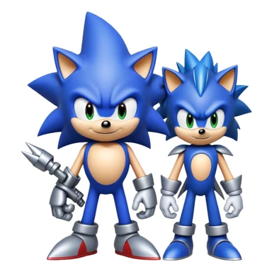 Sonic with metal sonic hanging out sticker
