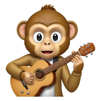 A monkey playing guitar, emotionally immersed in the music, portrait, bust up sticker