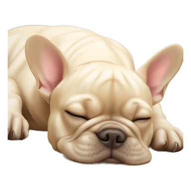Cream french Bulldog sleeping on wooden floor  sticker