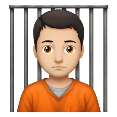 prisoner with orange shirt behind bars sticker
