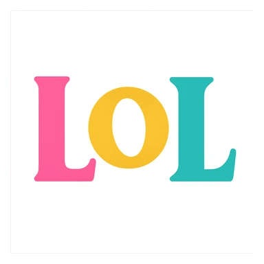colorful modern text image with the word 'lol' in the center, varied colorful fonts, no emoji or face sticker
