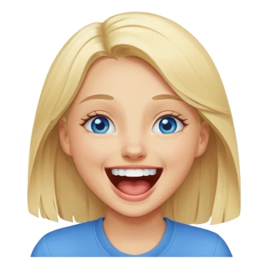 blue eyes blonde girl LAUGHING LOUDLY GIF sticker