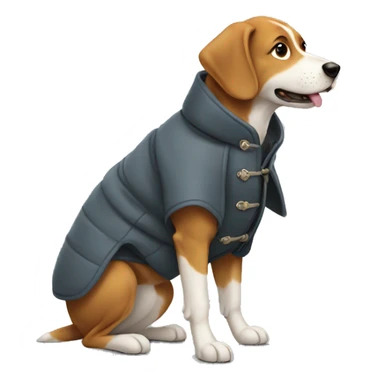 A dog wearing a coat  sticker