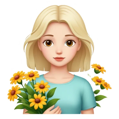 Girl with flowers outdoors sticker