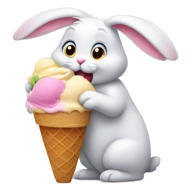 Cute bunny eat ice cream sticker