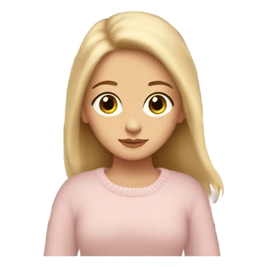 Pretty brown eyed white girl with light pink sweater reading cozy sticker