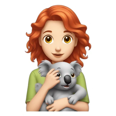 Red hair girl petting her koala sticker
