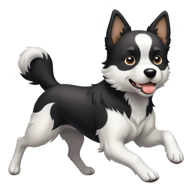 fast running black and white dog sticker