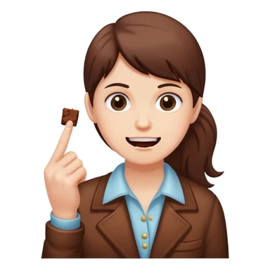 Person eating brownie and sticking up middle finger sticker