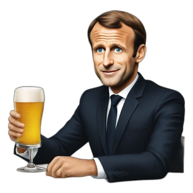 Emmanuel Macron buvant une bière sticker