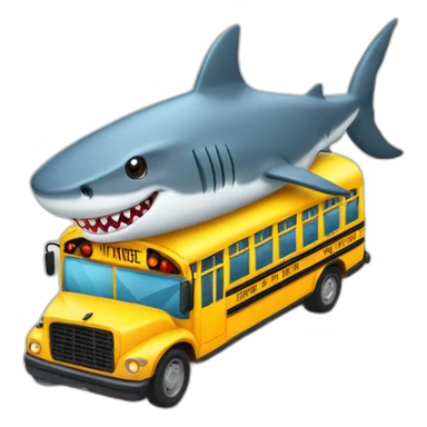 shark driving a school bus sticker
