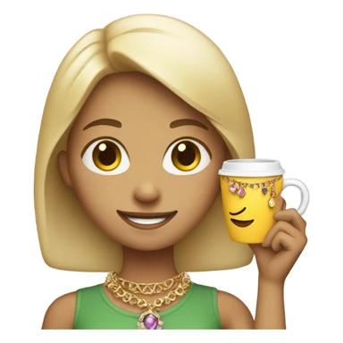 smiling girl with jewelry cup sticker