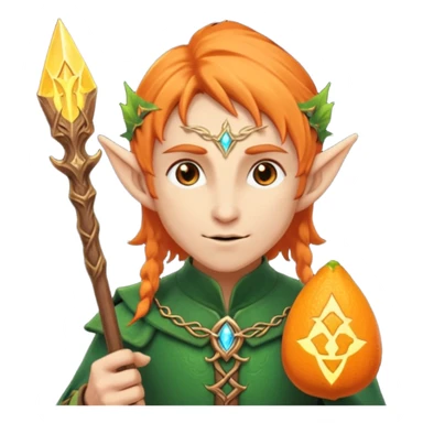 Orange Haired Elf, old Mage elf with glowing orange staff sticker