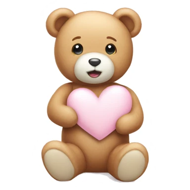 Light pink teddy bear with white heart sticker
