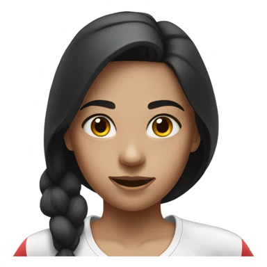 A girl who does sports, dark hair, white top, black bottom sticker