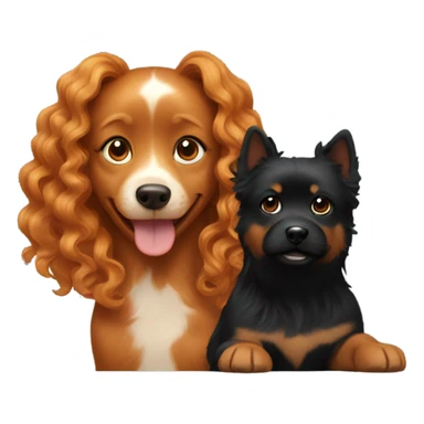 Ginger girl with wavy hair and black spitz black sticker