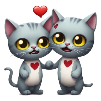 two zombie cats in love sticker