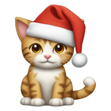 cute cat with christmas hat sticker