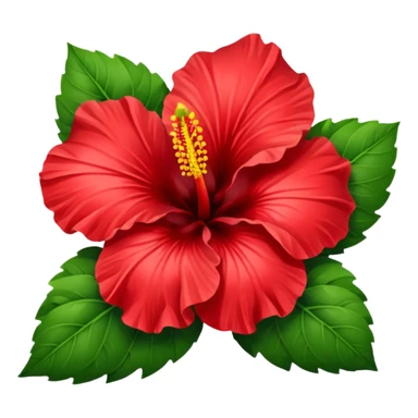  heart hibiscus like with green leaves sticker