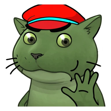 grumpy cat emoji with hands, showing an annoyed expression sticker