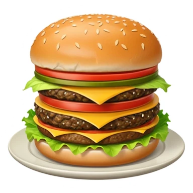 Draw a hamburger on a plate using a downward-facing camera, ensuring the object remains stationary without rotation or tilt. sticker