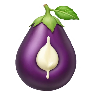 Eggplant inside of a plum with milk sticker
