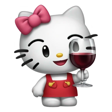 Hello Kitty drinking red wine sticker
