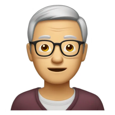 Chinese senior man wear glasses sleepy eyes sticker