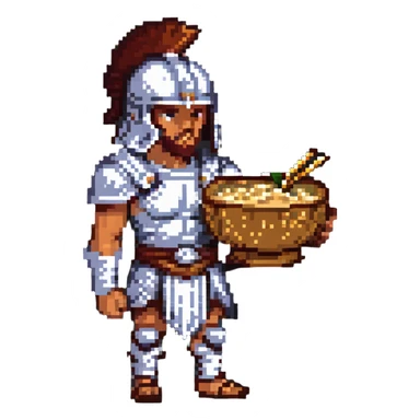 A gladiator holding a bowl of barley sticker