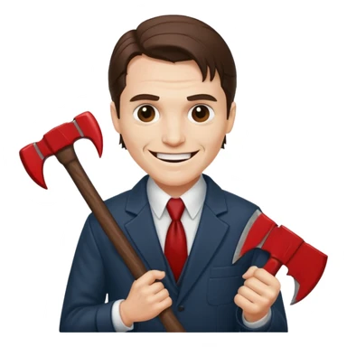 Patrick Bateman holding an axe smiling like a maniac sticker