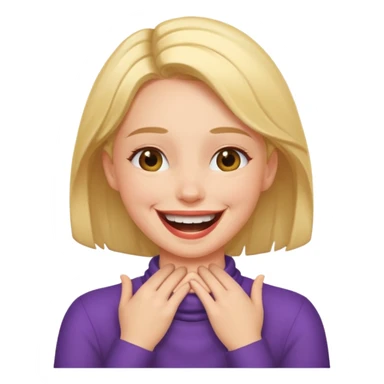 girl with hands around neck and laughing sticker