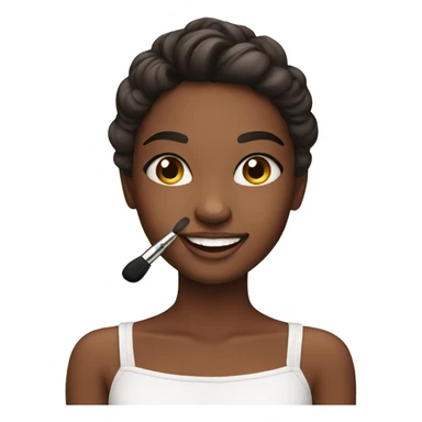 Smiling girl doing make up sticker